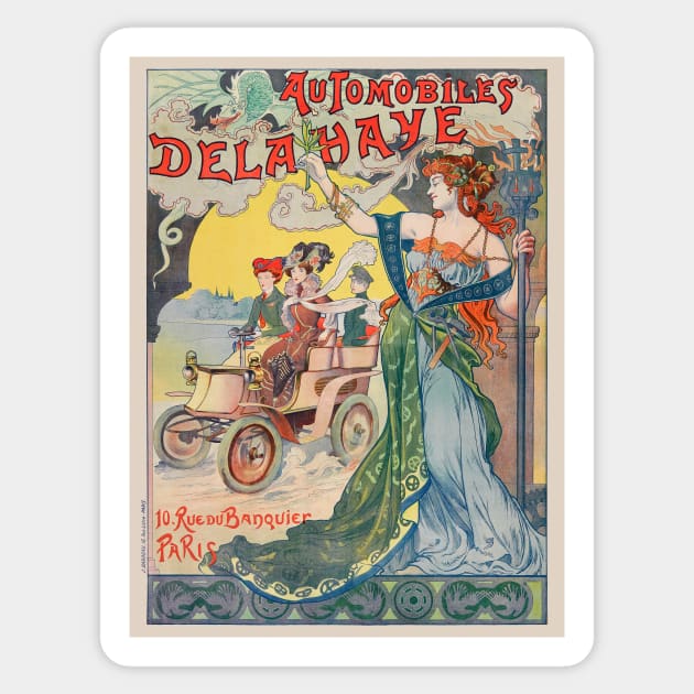 Automobiles Delahaye France Vintage Poster 1898 Sticker by vintagetreasure